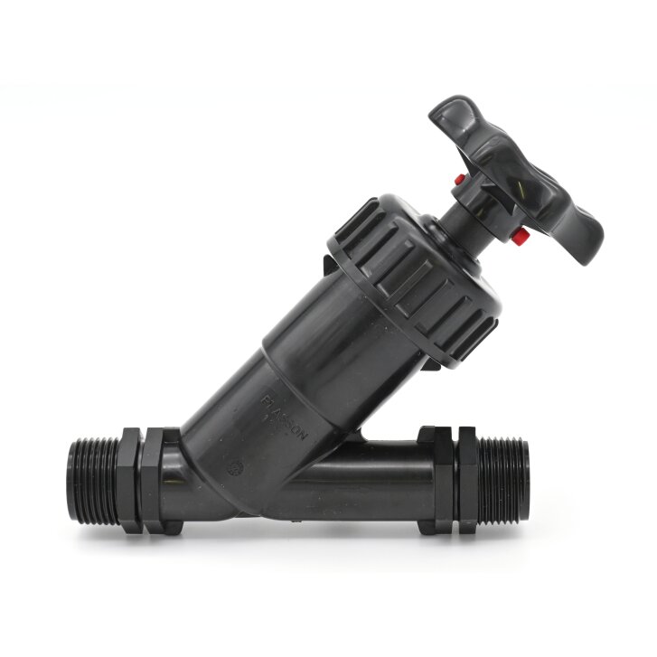 PP-Schrägsitzventil mit Handrad, 2x Außengewinde 1"