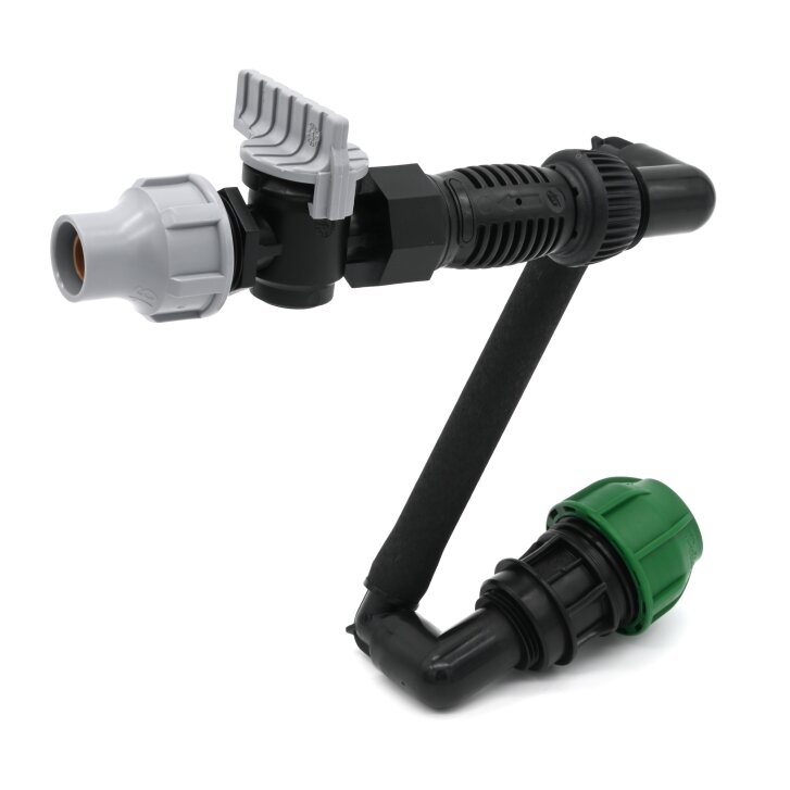 Tropfrohr-Anschluss-Set mit Swing Joint an PE Rohr