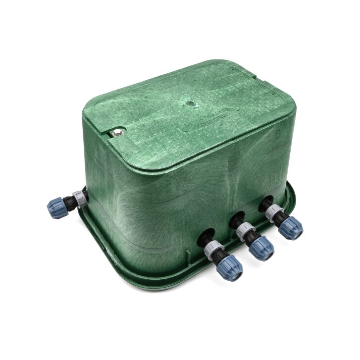 Montierte Standard Ventilbox mit 3 Hunter Ventilen, Filter, Kugelhahn und Entlüftung (verschiedene Ausführungen)