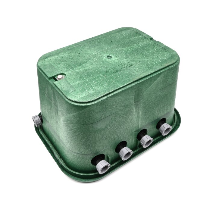 Montierte Standard Ventilbox mit 4 Hunter Ventilen, Filter, Kugelhahn und Entlüftung 25 mm