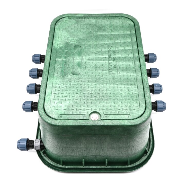 Montierte Jumbo Ventilbox mit 8 Hunter Ventilen, Filter, Kugelhahn und Entlüftung (verschiedene Ausführungen)